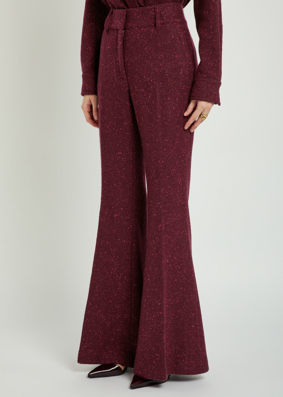 Gabriela Hearst Rhein Speckled Wool-blend Trousers Bordeaux
