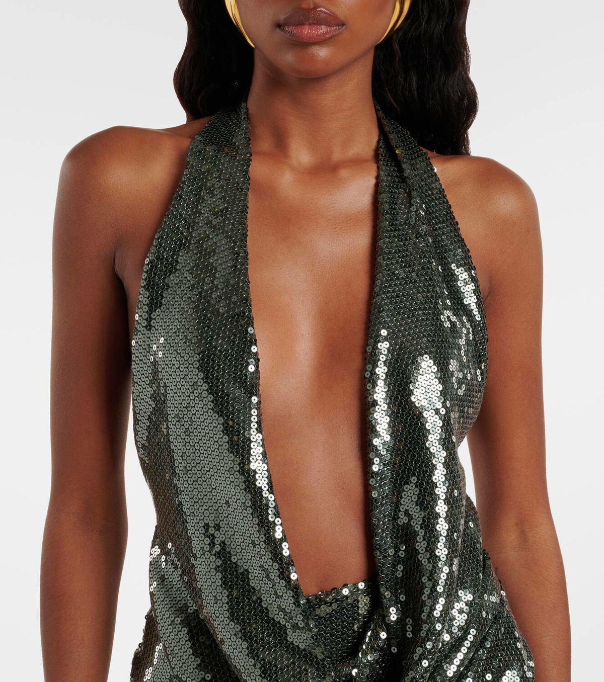 Alex Perry Draped halterneck sequined minidress