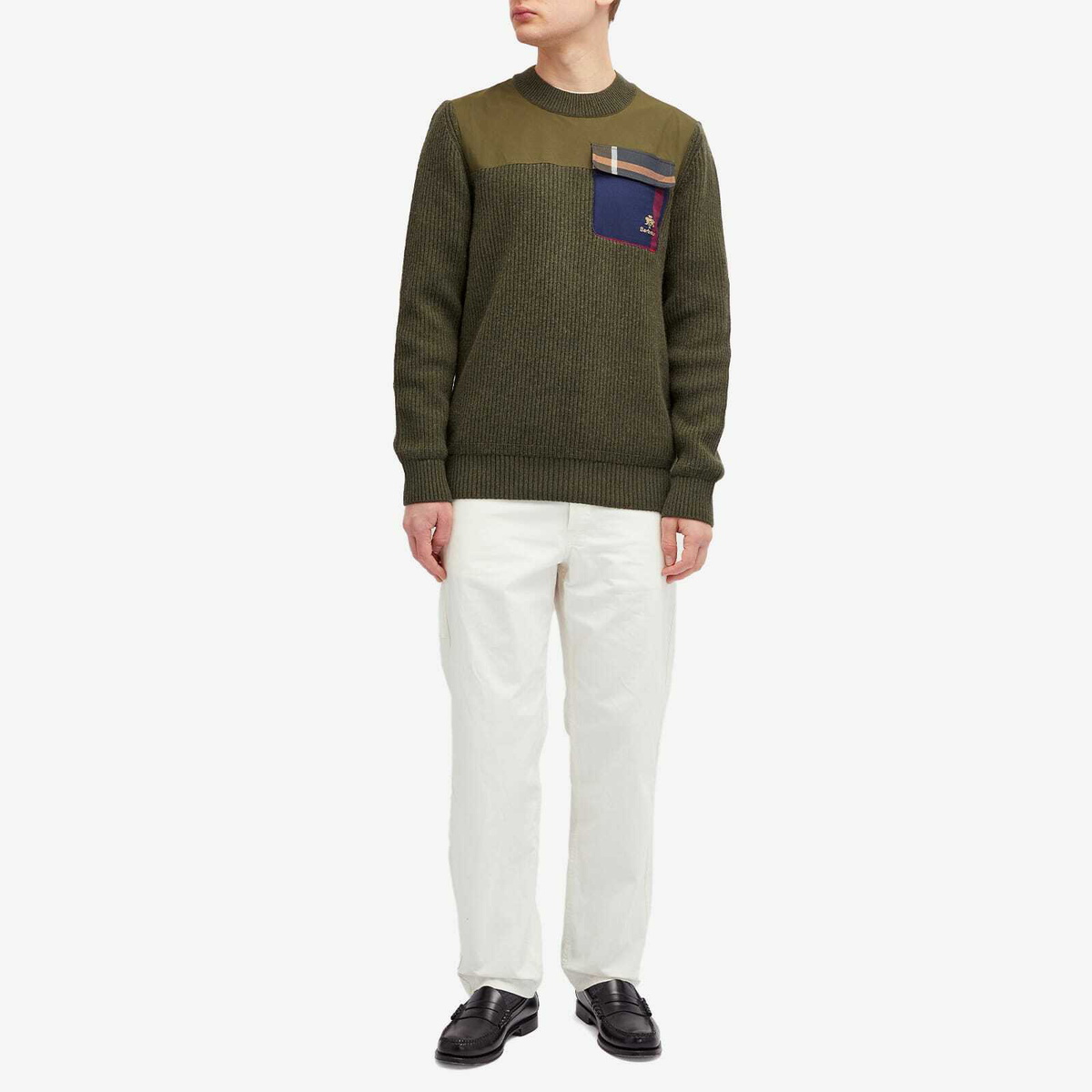 Barbour Men's x Baracuta Miller Crew Knit Jumper in Olive