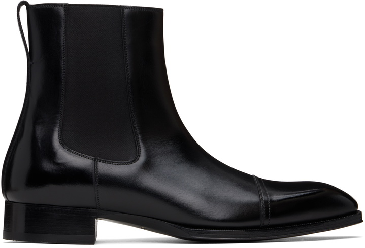 Photo: TOM FORD Black Burnished Leather Edgar Chelsea Boots