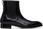 TOM FORD Black Burnished Leather Edgar Chelsea Boots
