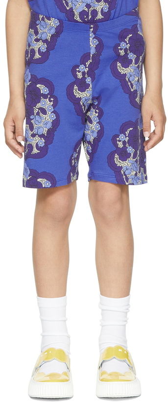 Photo: Mini Rodini Kids Blue Flowers Shorts