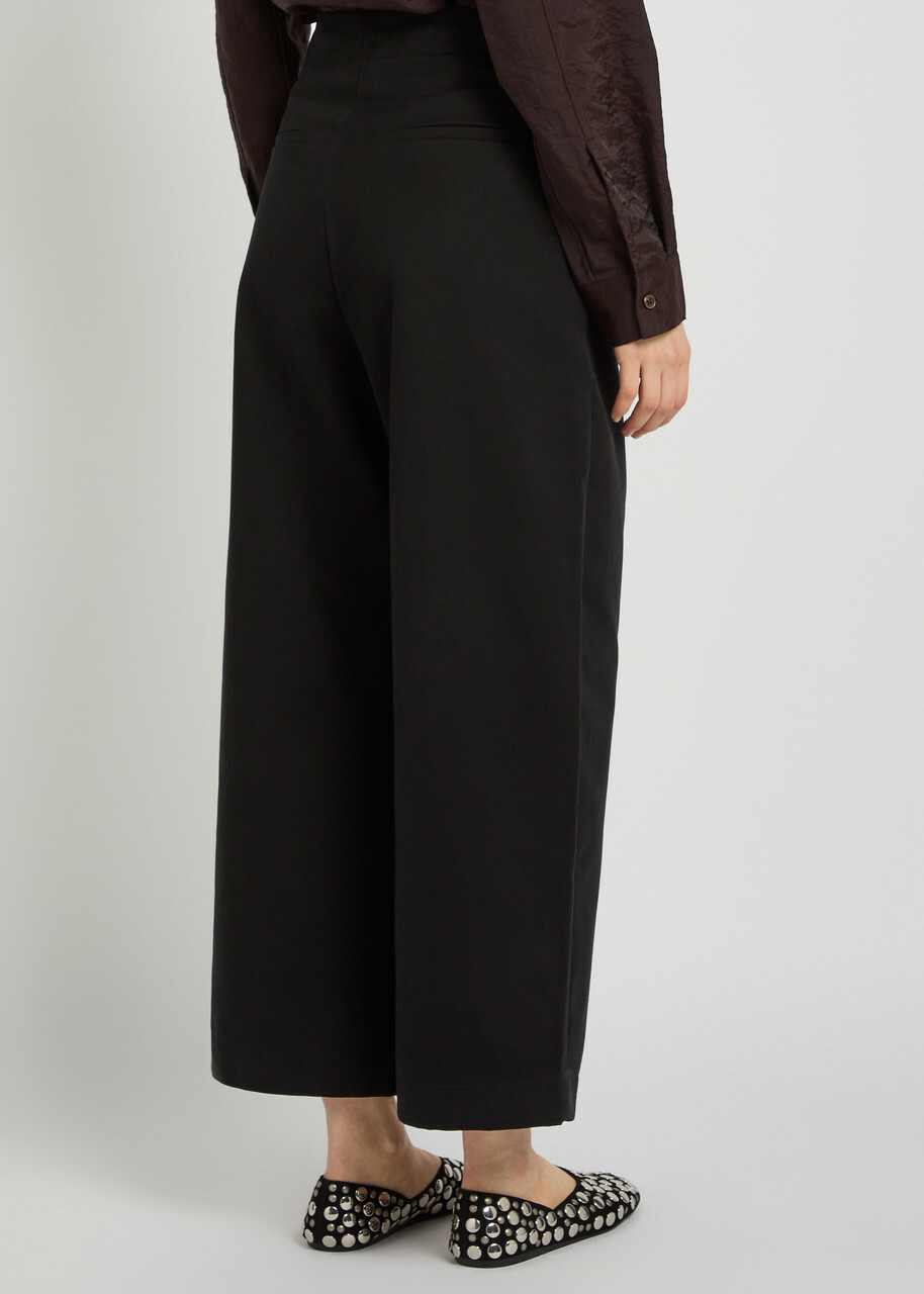 Studio Nicholson Peached Wide-leg Cotton-twill Trousers Black