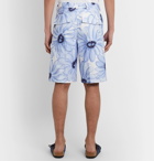 Jacquemus - Wide-Leg Printed Pleated Cotton Shorts - Blue