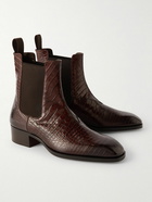 TOM FORD - Hainaut Croc-Effect Leather Chelsea Boots - Brown