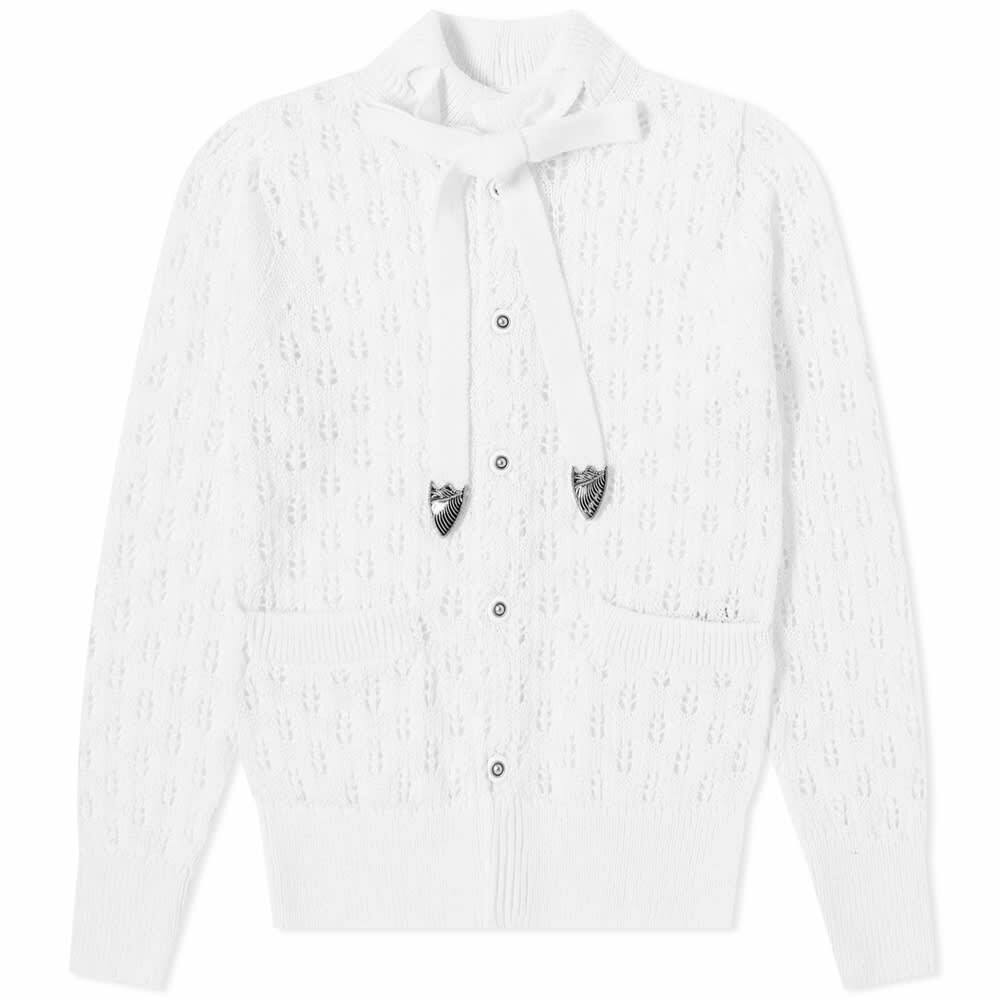 guico　TOGA PULLA LACE KNIT CARDIGAN Toga Pulla Women's Lace Knitted Cardigan in White Toga Pulla