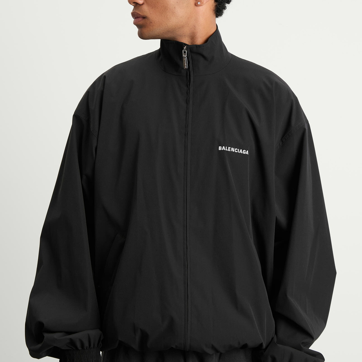 Balenciaga Men's Stretch Poly Tracksuit Jacket in Black
