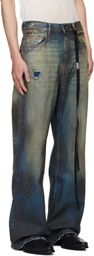 Ann Demeulemeester Blue Dirtied Bootcut Jeans