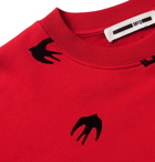 McQ Alexander McQueen - Flocked Loopback Cotton-Jersey Sweatshirt - Men - Red