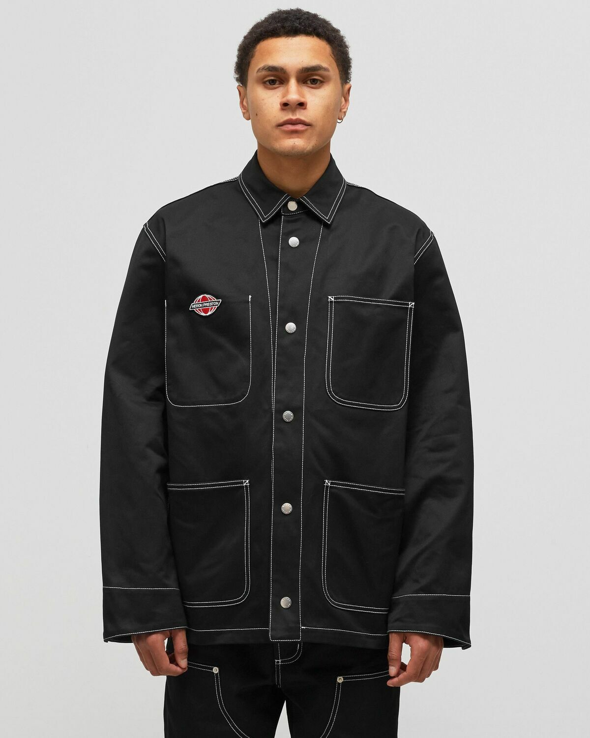 Heron Preston White Stitch Ghost Pocket Jkt Black Overshirts Heron