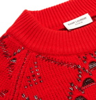 Saint Laurent - Wool-Blend Jacquard Sweater - Men - Red