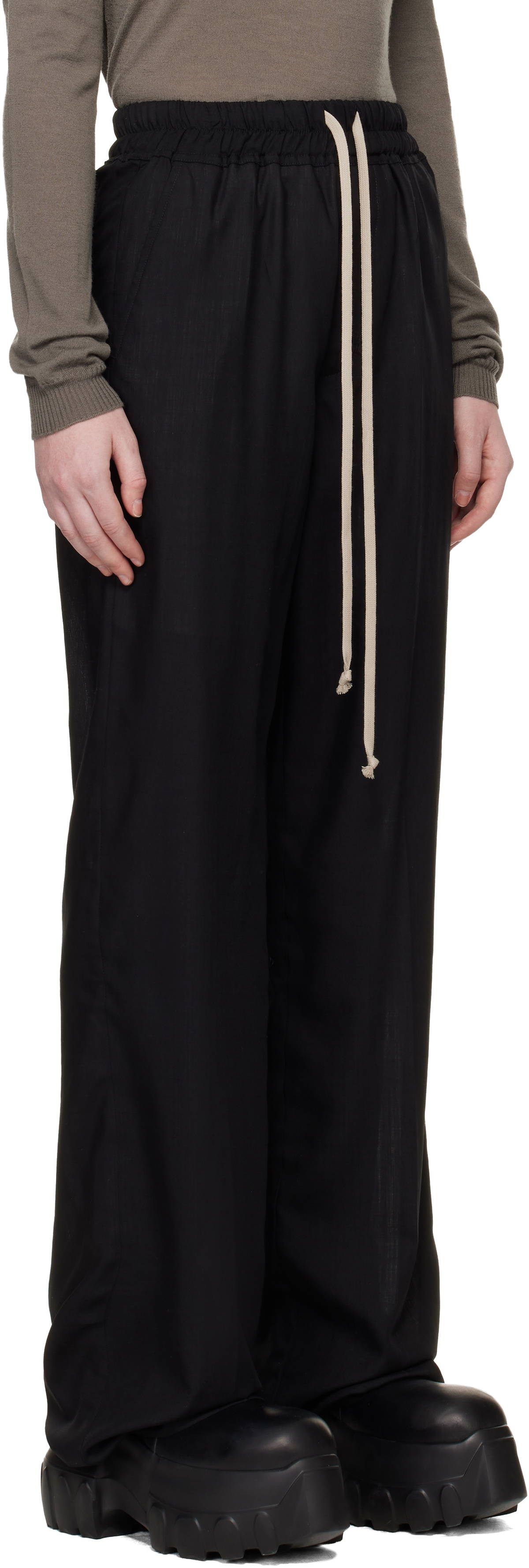 Rick Owens Black Temple Dietrich Drawstring Lounge Pants