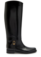 Saint Laurent Julia Glossed Leather Knee-high Boots Black