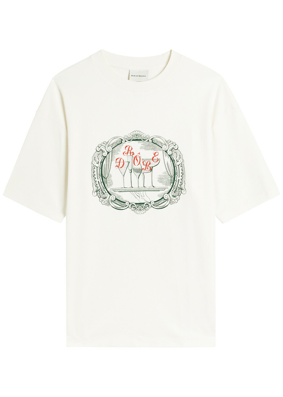 DRÔLE DE Monsieur Le Tshirt Plateau Printed Cotton T-shirt Off White