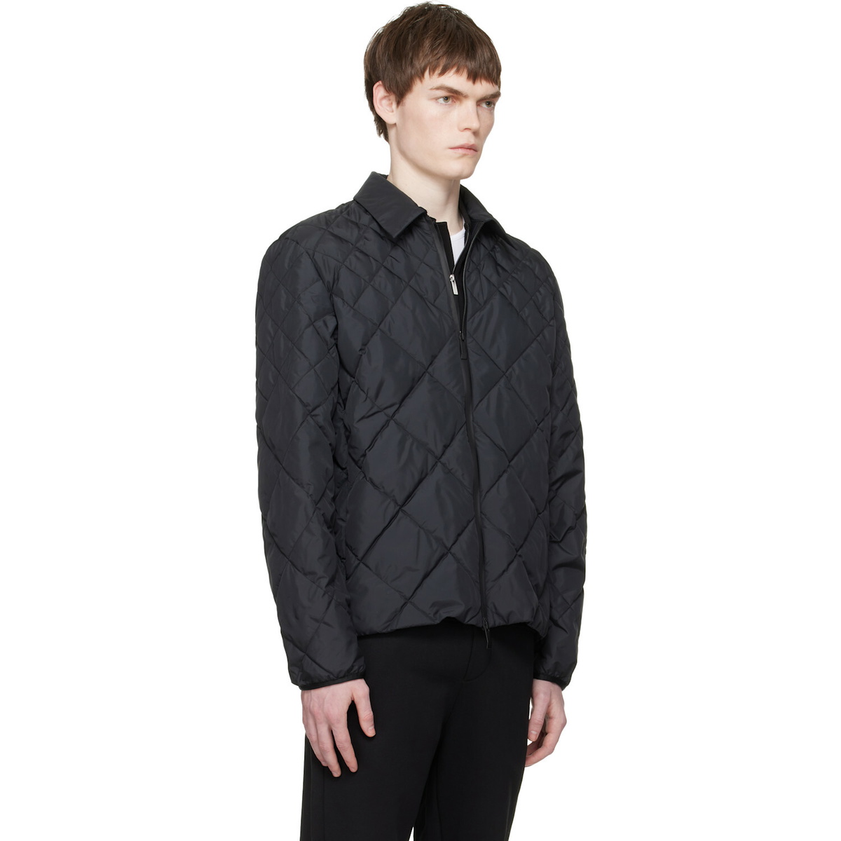 Moncler Black Atria Diamond-Quilted Shirt Down Jacket
