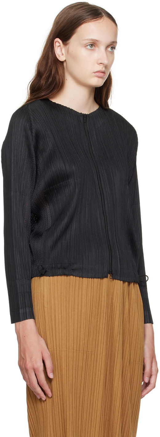 Pleats Please Issey Miyake Black Flick Cardigan