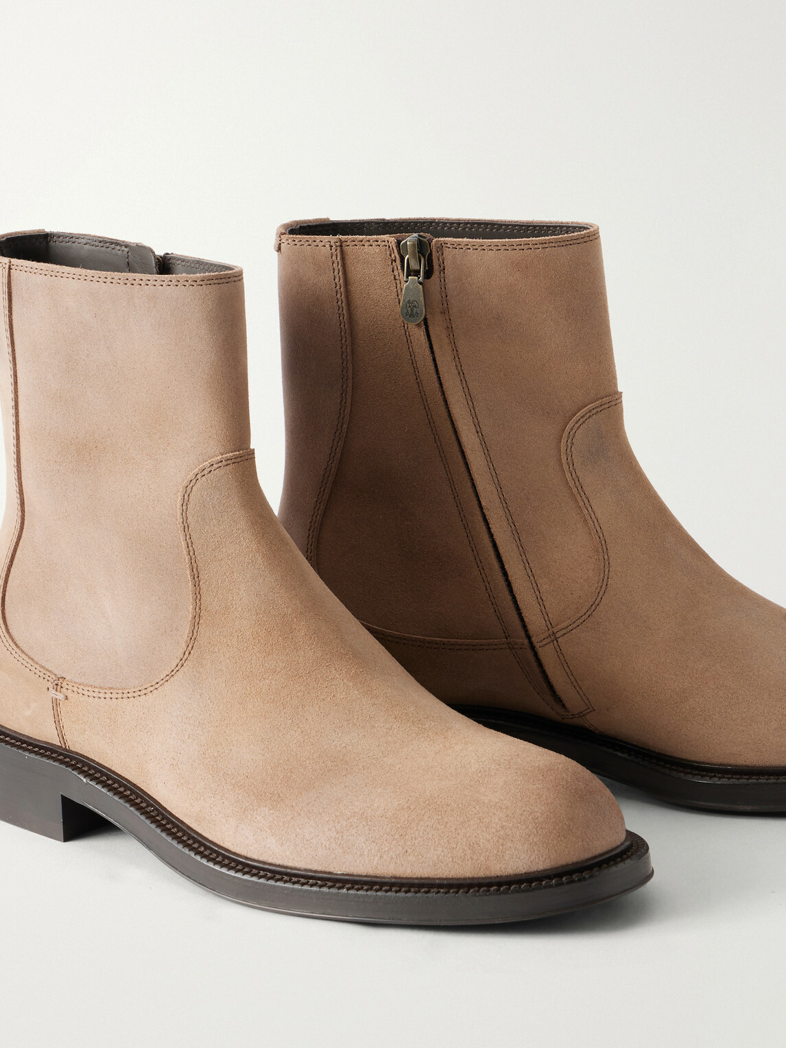 Brunello Cucinelli - Waxed Suede Chelsea Boots - Neutrals