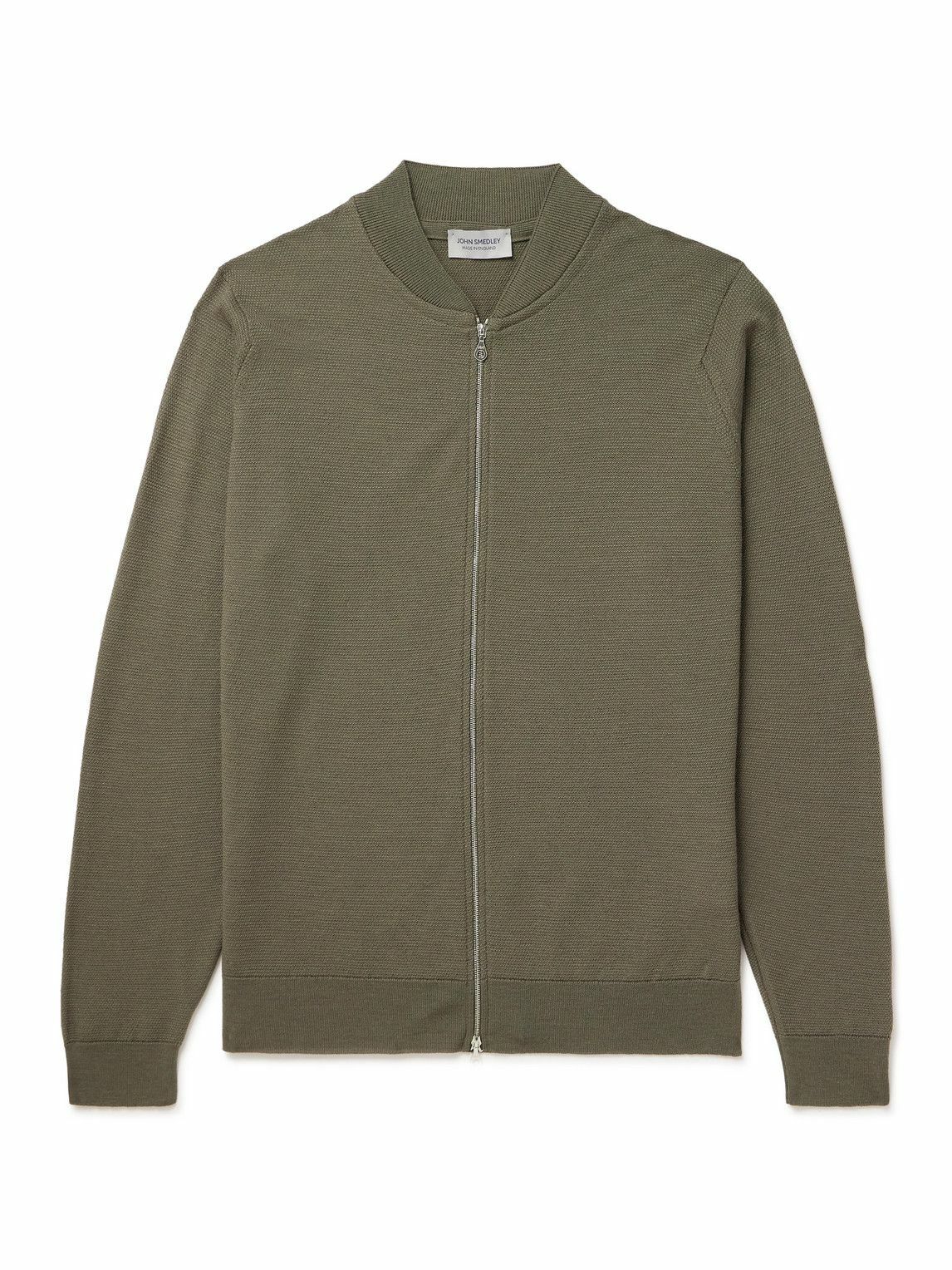 John Smedley - 16.Singular Merino Wool Zip-Up Cardigan - Green