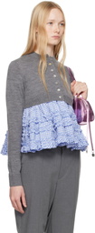 Sandy Liang Gray & Blue Pawpaw Cardigan