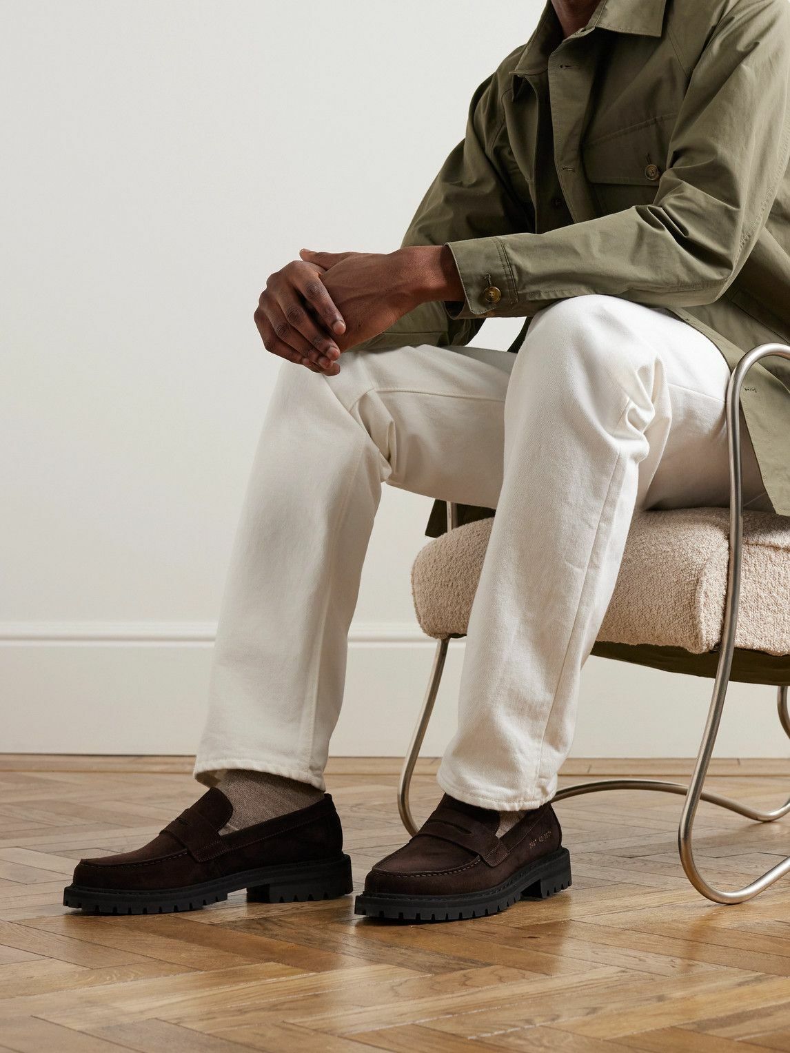 Formal Shirt Khaki Pants Chinos Black Loafers With Khakis Common Projects  Suede Penny Loafers Brown Common Projects