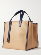 DOLCE & GABBANA - Leather-Trimmed Logo-Embroidered Herringbone Canvas Tote Bag