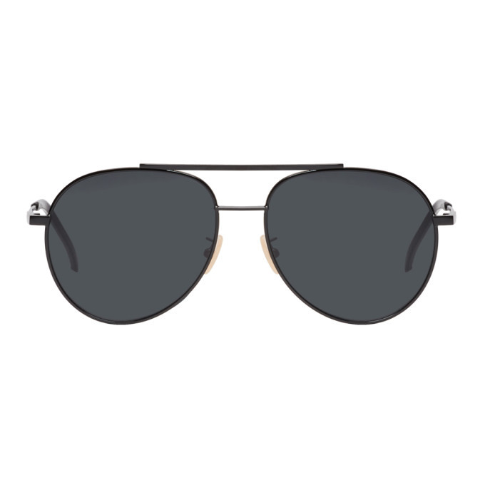 Photo: Fendi Black and Grey Aviator Sunglasses