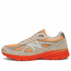 New Balance 990v4 Sneaker in Moonbeam/Tangerine Heat