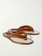 TOM FORD - Brighton Suede and Raffia Sandals - Brown