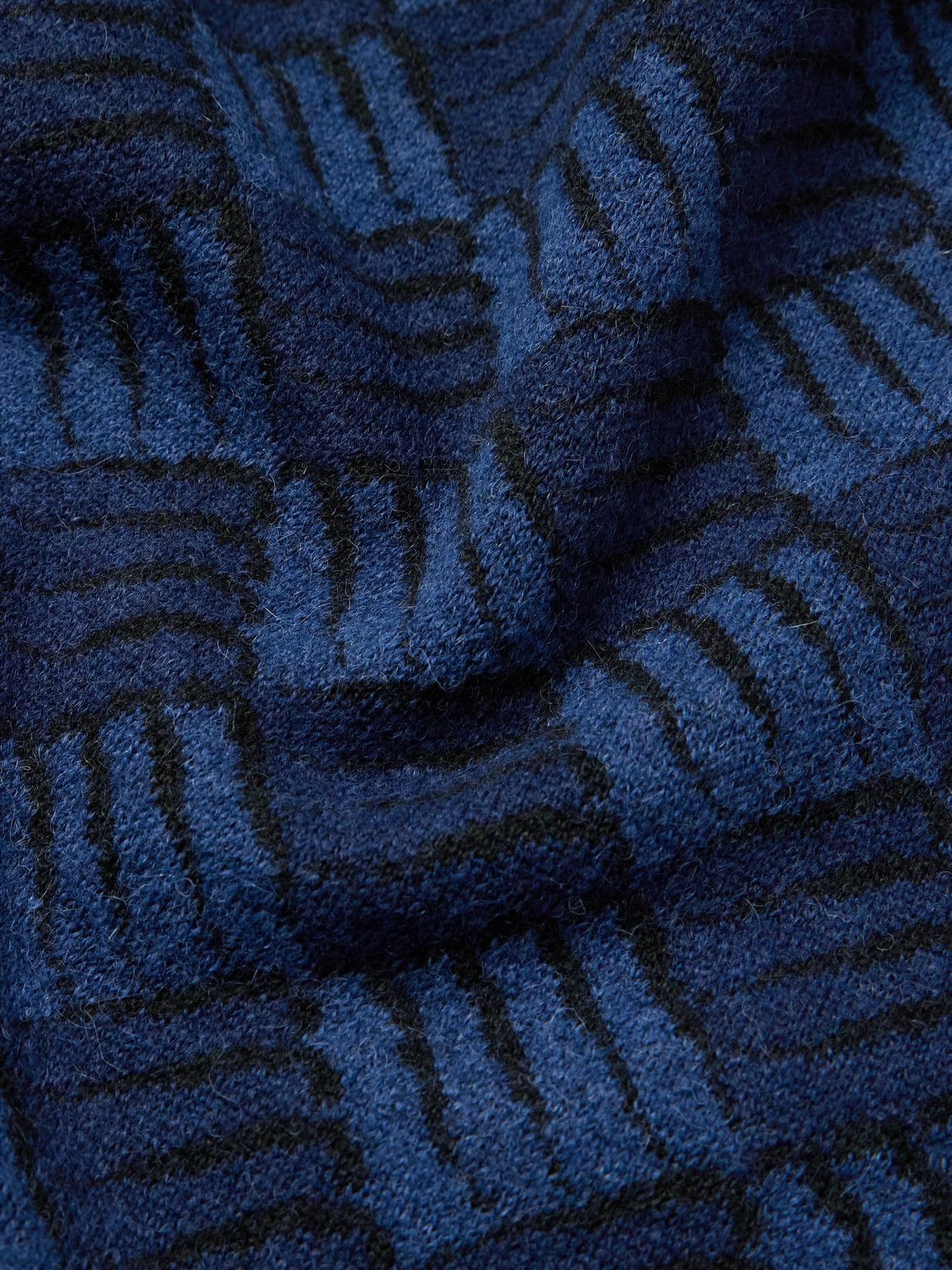 Blue Blue Japan - Wind and Wave Jacquard-Knit Sweater - Blue
