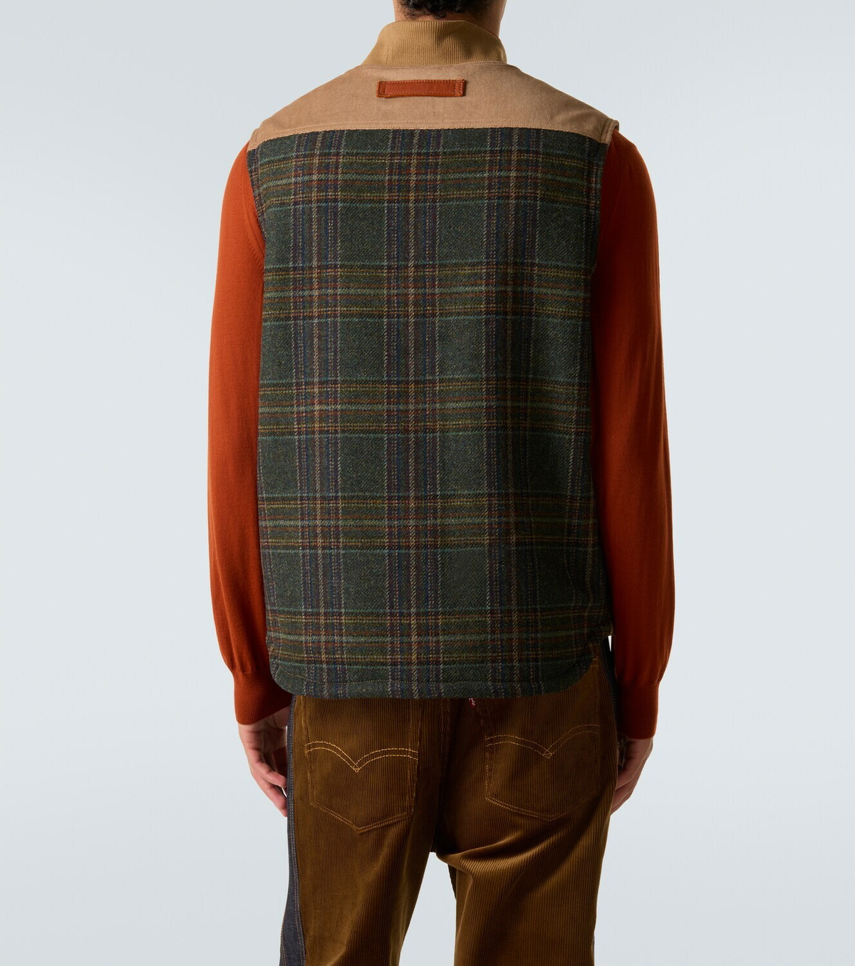 Junya Watanabe Leather-trimmed cotton and wool vest