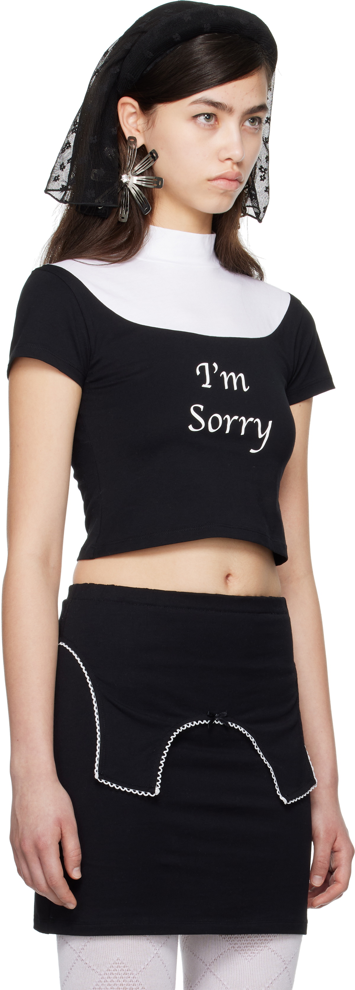 I'm Sorry by Petra Collins SSENSE Exclusive Black & White JennyFax Edition Sister T-shirt