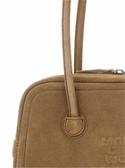 Marge Sherwood boston Beige Shoulder Bag With Embossed Logo Lettering On The Front In Leather Woman