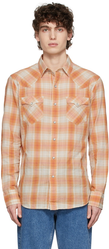 Photo: RRL Orange & Beige Western Plaid Shirt