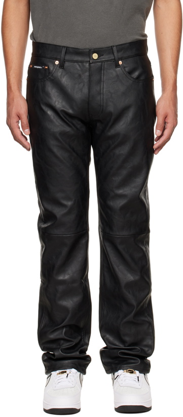 Photo: Noon Goons SSENSE Exclusive Black GP Faux-Leather Pants