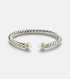 David Yurman Cable Flex® sterling silver and 14kt gold cuff bracelet with diamonds and pearls