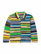 The Elder Statesman - Striped Crocheted Organic Cotton Jacket - Green