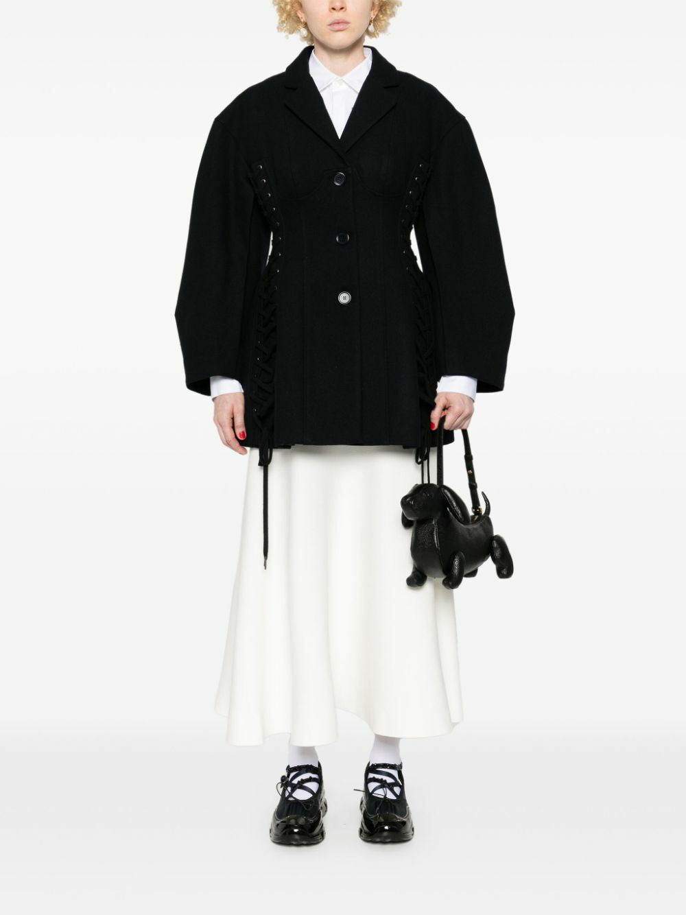 Simone Rocha Blue Lace-Up Corset Blazer Simone Rocha
