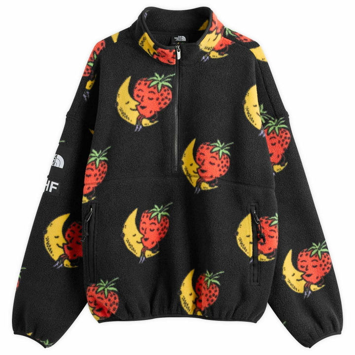 Photo: The North Face Men's x Sky High Farm Sherpa Fleece 1/2 Zip in Tnf Black/Strawberry Moon Print