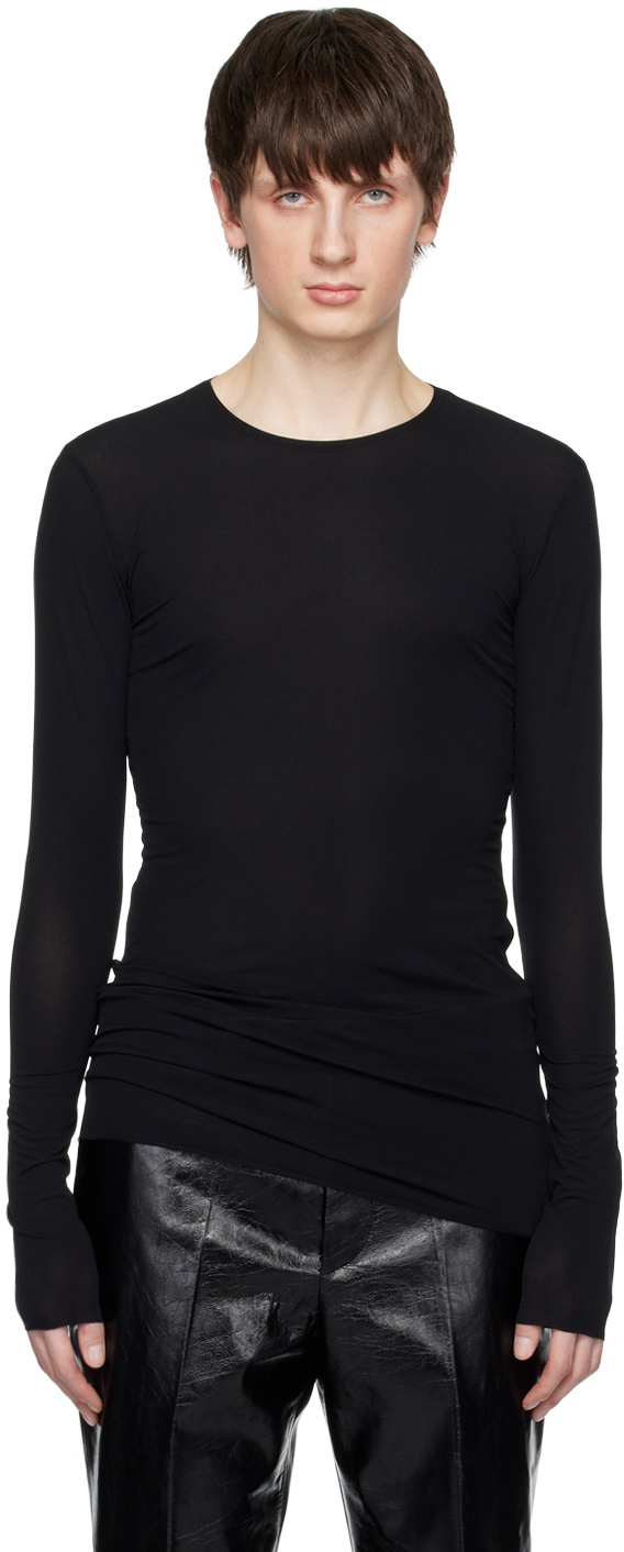 SAPIO Black Raw Edge Long Sleeve T-Shirt