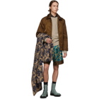 Dries Van Noten Blue and Brown Piper Shorts
