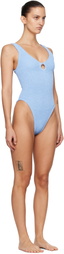 Hunza G Blue Celine Tonal Hoop Swimsuit