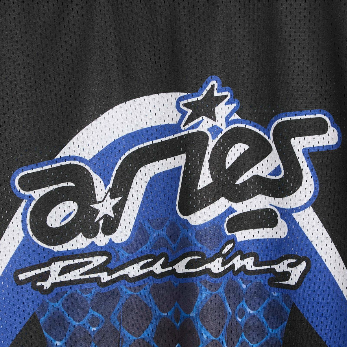 END. x Aries Moto Dodgem Airtex Long Sleeve Top in Black/Blue
