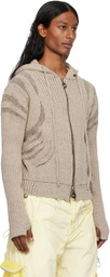Charlie Constantinou Beige & Brown Knit Zip Hoodie