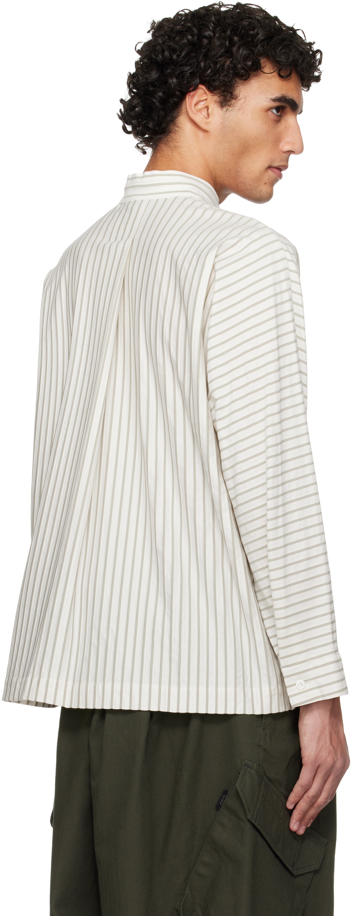 HOMME PLISSÉ ISSEY MIYAKE White Stripe Jersey Shirt Homme Plisse