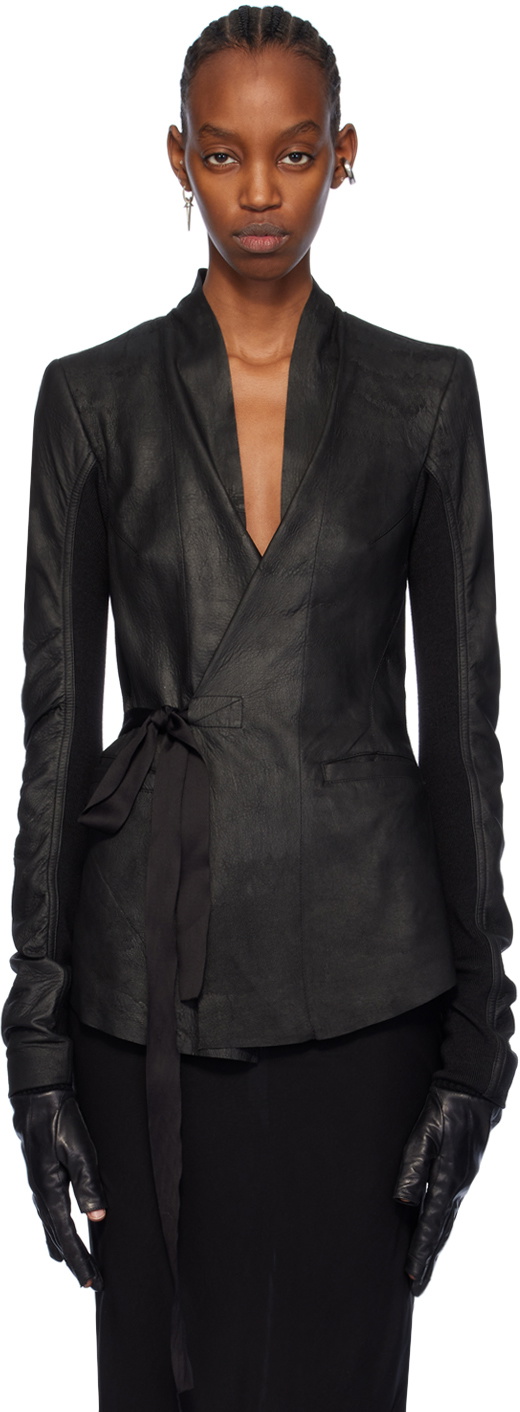 Rick Owens Black Hollywood Leather Jacket Rick Owens