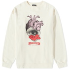 Undercoverism Men's Heart Logo Print Crew Sweat in Ivory