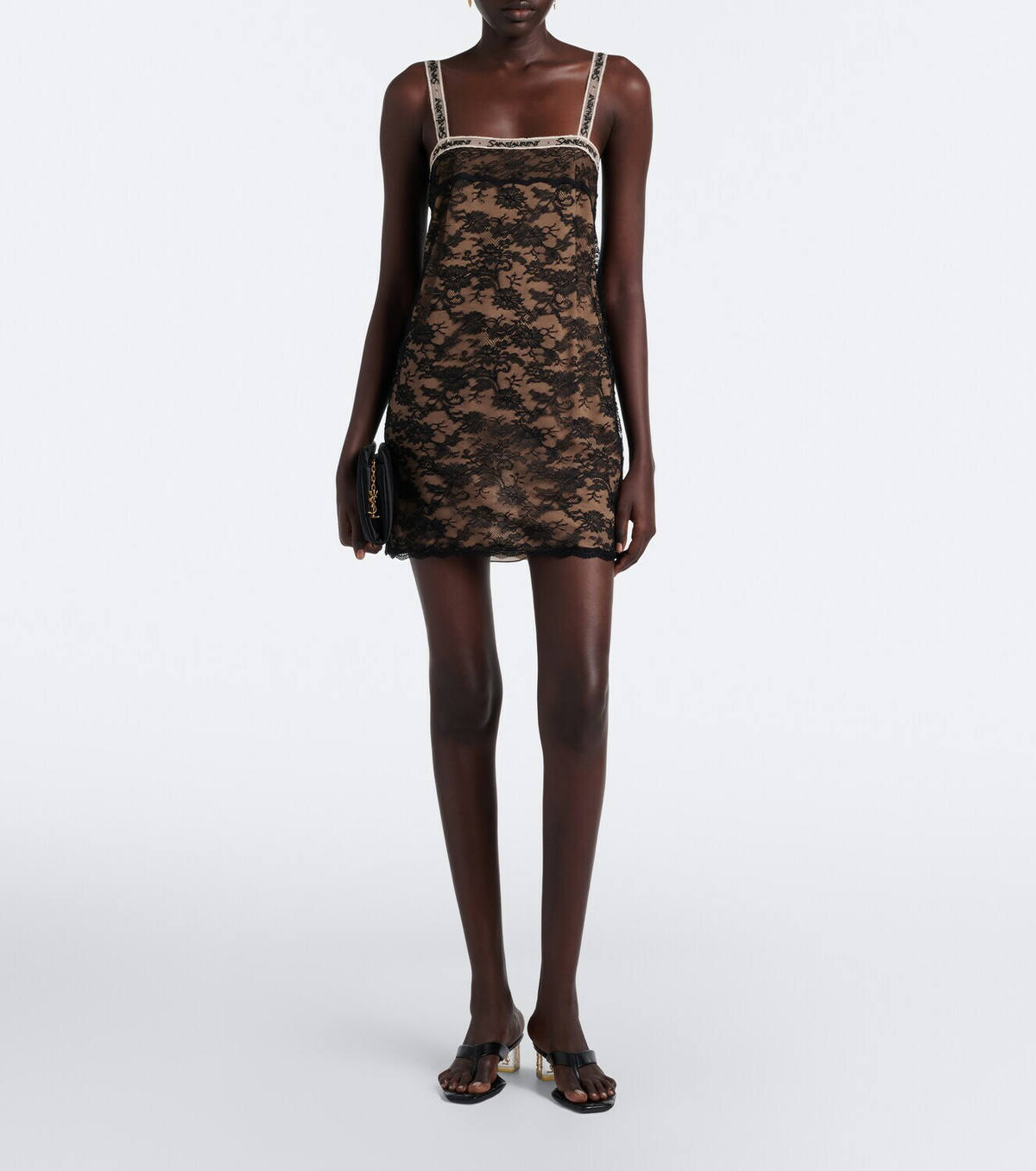 Saint Laurent Sip Cassandre leather thong sandals