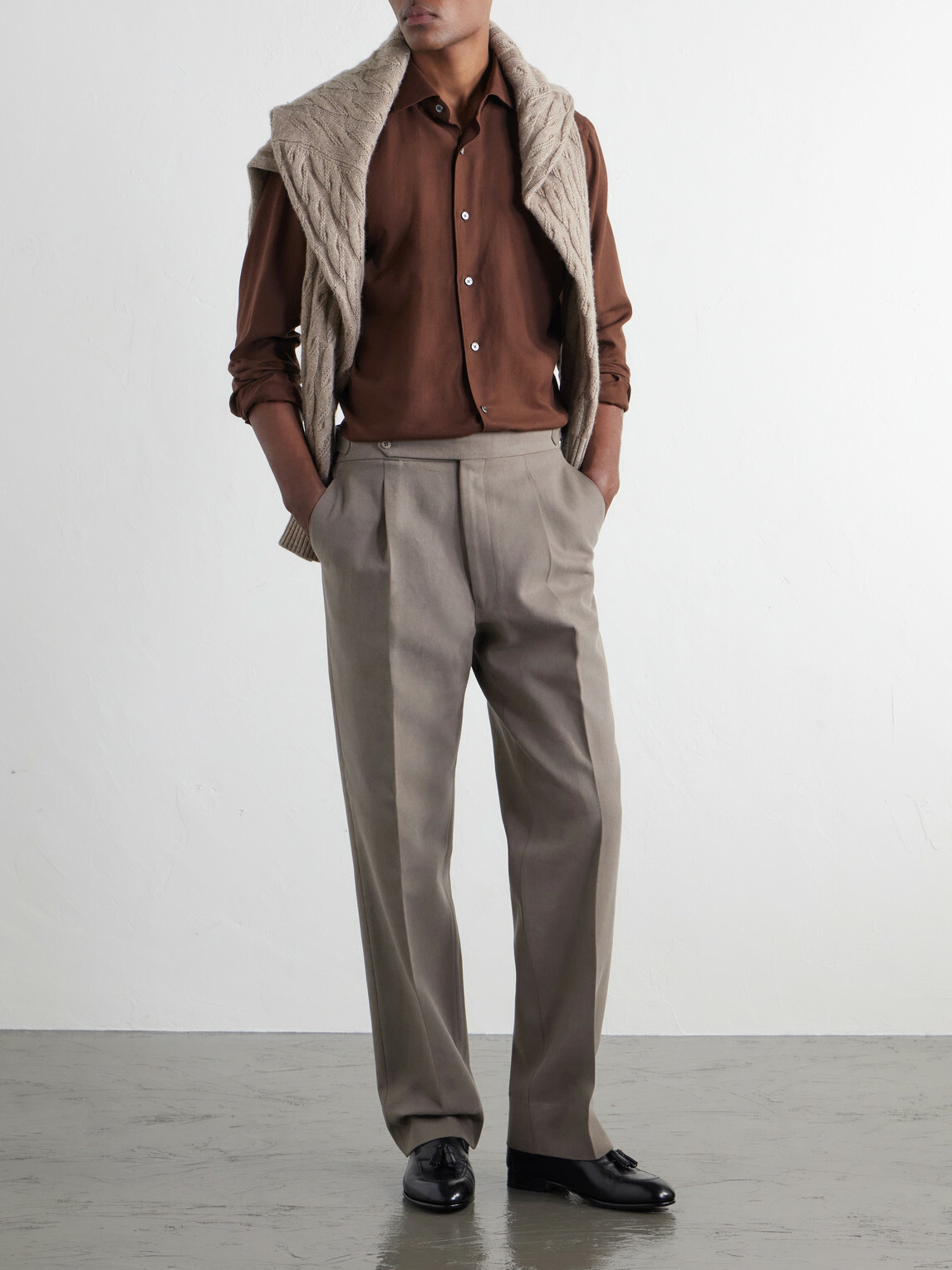 Zegna - Cotton and Cashmere-Blend Twill Shirt - Brown