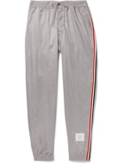 Thom Browne - Tapered Striped Grosgrain-Trimmed Ripstop Track Pants - Gray