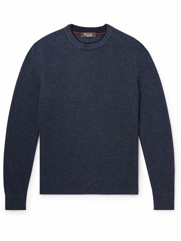 Photo: Loro Piana - Honeycomb-Knit Cashmere Sweater - Blue